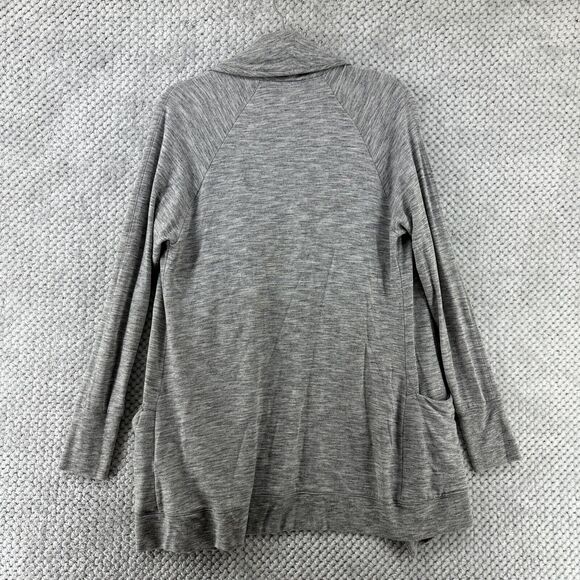 Athleta Sweater Women S Heather Gray Long Cardigan Open Front Thumb Hole Pockets - Picture 6 of 13
